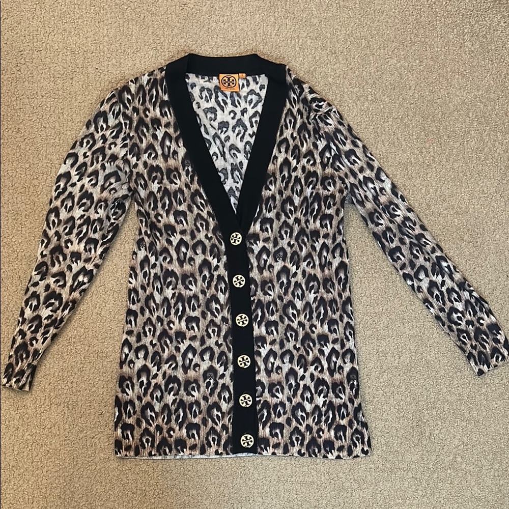 Tory Burch Leopard Print Cardigan